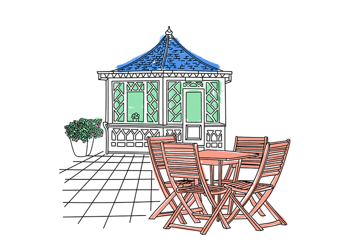 Illustration of the display greenhouse at the Botanic Garden
