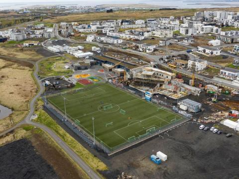 Yfirlitsmynd af uppbyggingu íþróttamiðstöðvar í Úlfarsárdal