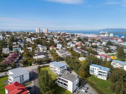 Yfirlitsmynd yfir Sundahverfi í Reykjavík.
