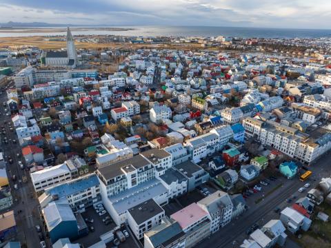 Reykjavík loftmynd, Hallgrímskirkja o.fl.