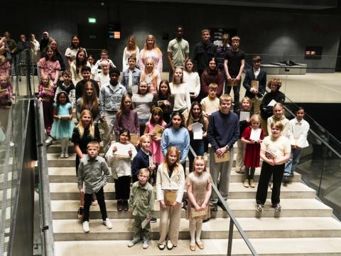 From the Young People's Icelandic Language Award presentation. Group photo.