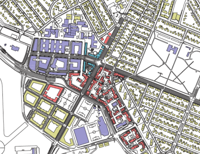 Diagram illustrating the distribution of development. Proposal 02 Miklabraut Highway Cap