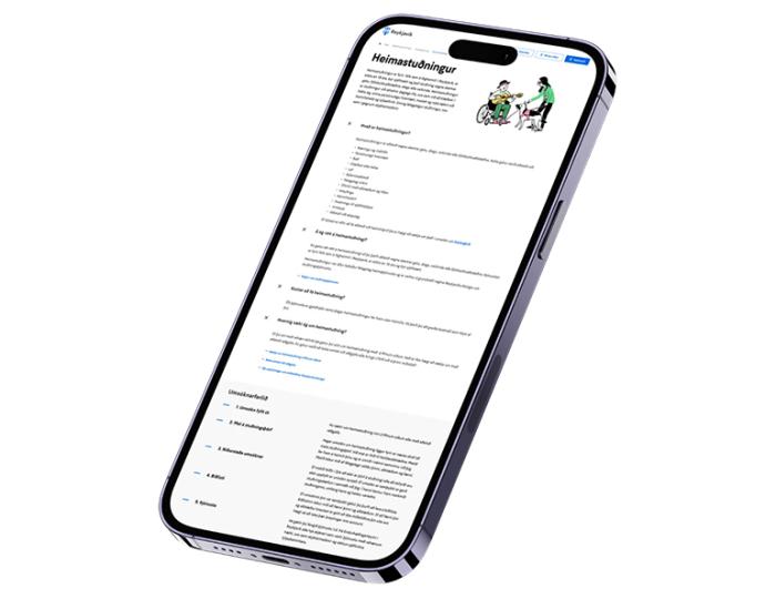 An image of a smartphone displaying a home support webpage.