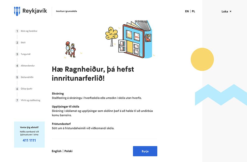 Screenshot from the primary school enrollment process.