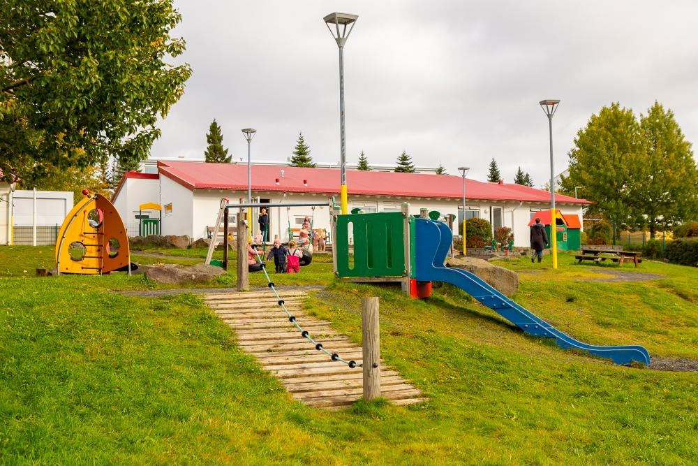Playground equipment on Furuskógur's grounds.