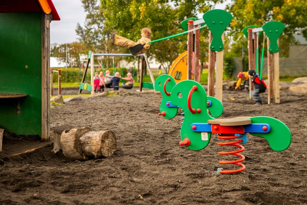 Playground equipment on Furuskógur's grounds.