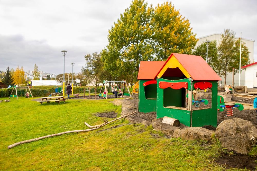 Playground equipment on Furuskógur's grounds.