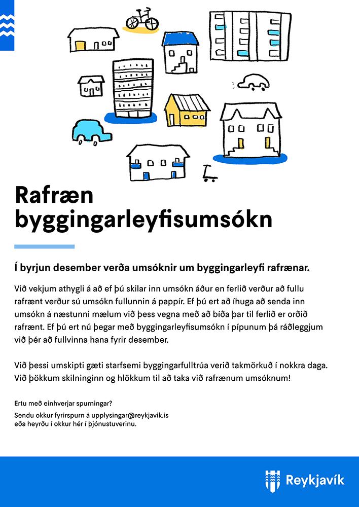 Plakat um rafrænar byggingaleyfisumsóknir.