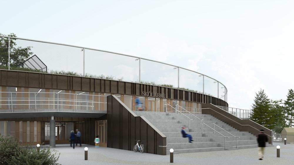 Þrívíddarteikning af nýjum skóla í Vogabyggð.