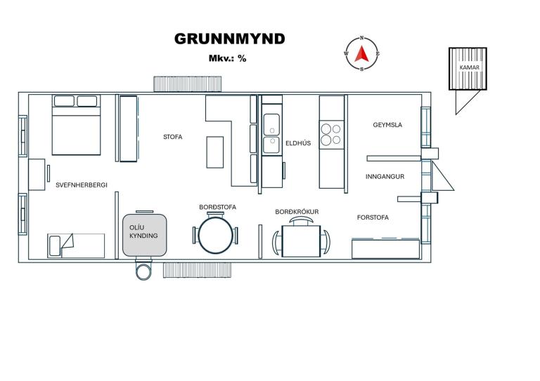 Grunnmynd, uppdráttur, af bragga á Skólavörðuholti.