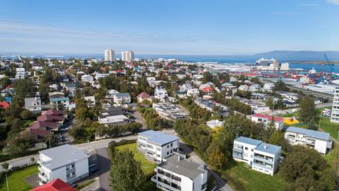 Yfirlitsmynd yfir Sundahverfi í Reykjavík.