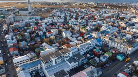 Reykjavík aerial photo, Hallgrímskirkja etc.