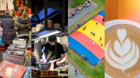 Life in neighborhoods - businesses and enjoyment - composite image