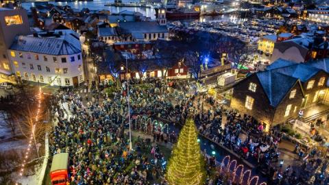 Reykjavík's Christmas tree at Tinganes Square in downtown Tórshavn.