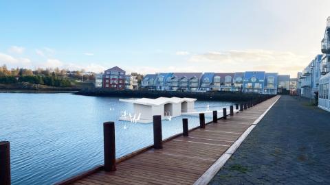 Illustration of floating saunas