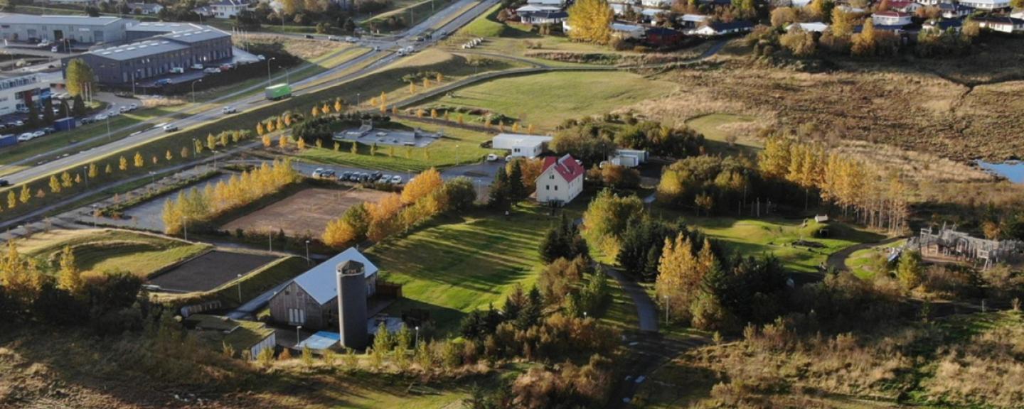 Loftmynd af útivistarsvæðinu við Gufunes.