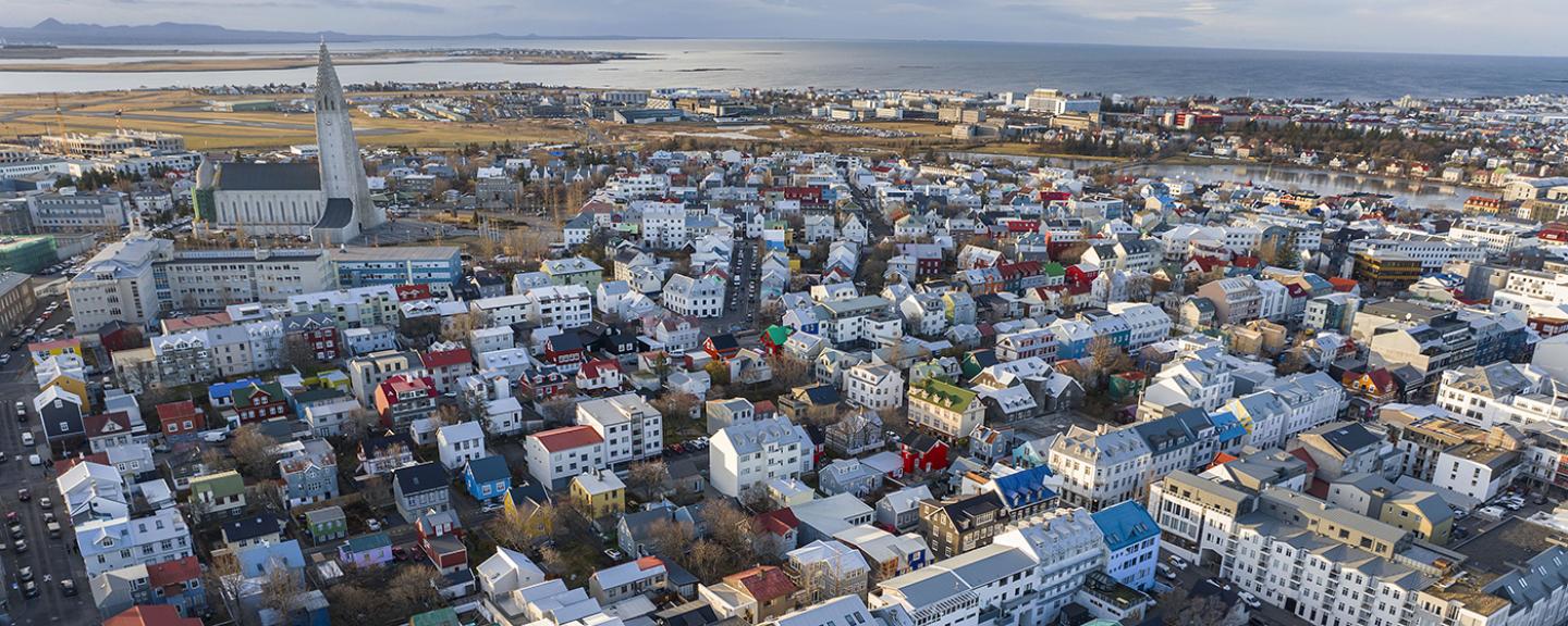 Loftmynd af Miðborginni.