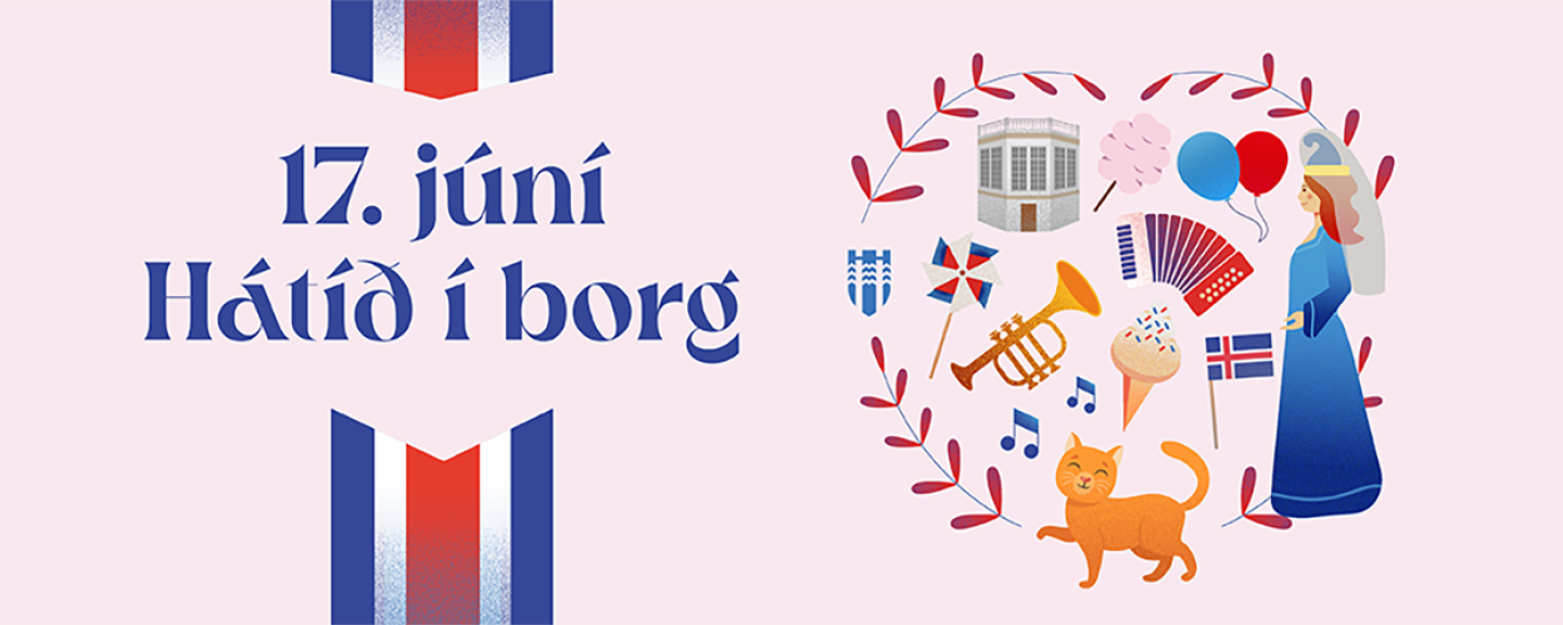17. júní teiknuð mynd